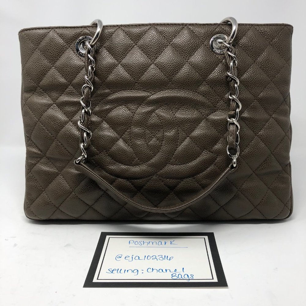 CHANEL Brown Caviar Grand Shopping Tote GST